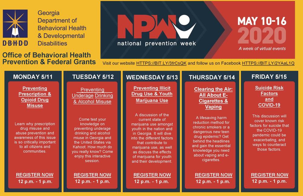national prevention week 2020 schedule