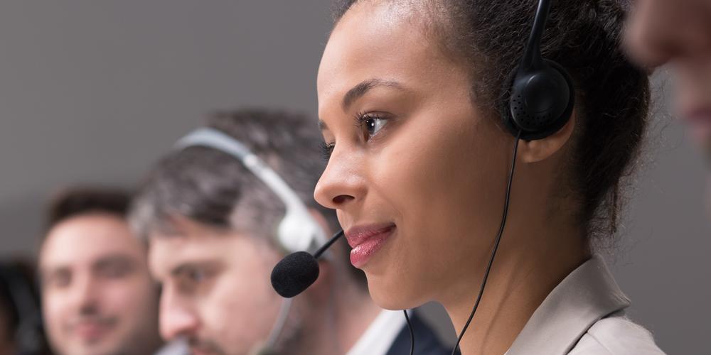 Call center worker listening
